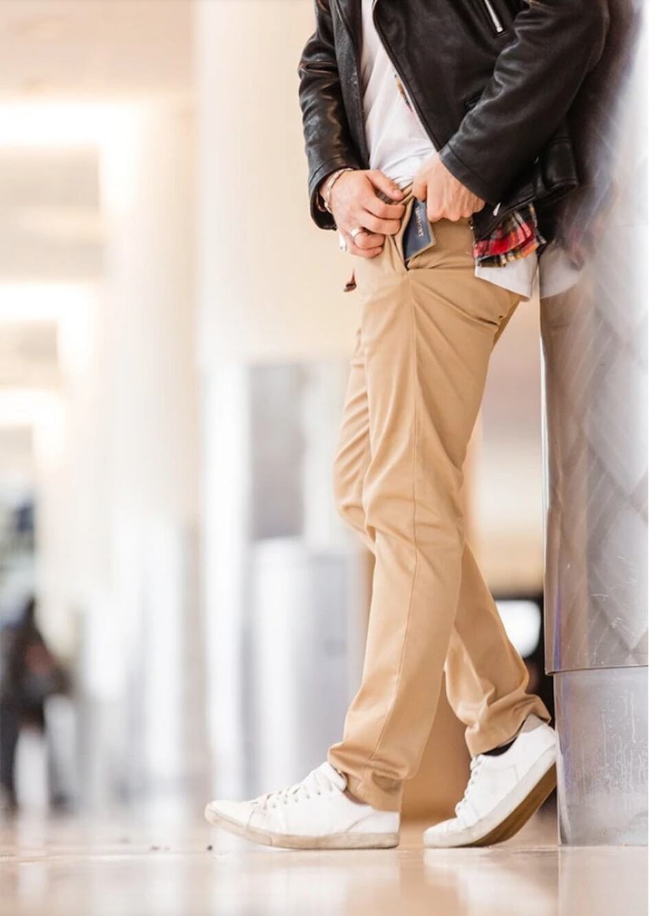 Baubax Men's Athletic Chino Merino Wool Blend Khaki Pants // 34x32